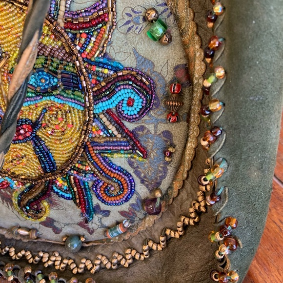 Gossamer Wings by Barbara Grimes * RARE * Custom Handmade Leather Beaded Bag - Picture 5 of 16